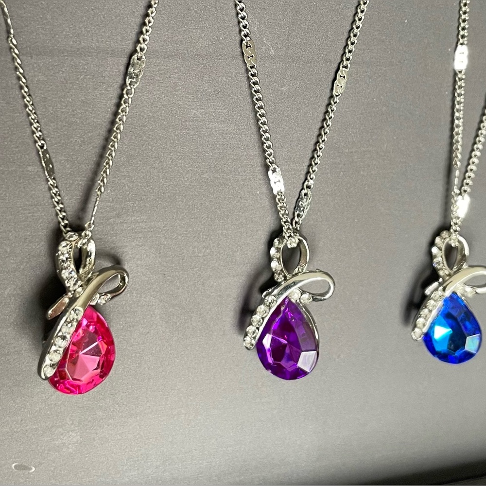 18K White Gold Plated with Swarovski Crystals Elements Sapphire Blue - Picture 5 of 6